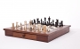 Details-Schachspiel mit Schublade und Figuren aus Horn